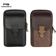 6 дюймов мужские ПУ кожаные поясные сумки на молнии маленький держатель карточек телефон бумажник пакеты ремень прочный кошелек Fanny черный кофе высокого качества