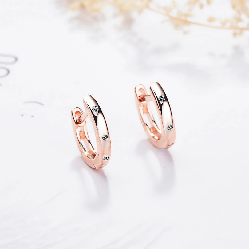 

Silvering Plated Huggies Zircon Eye Earrings Mini Slim Small Round Rhinestones Hoop Earrings For Women's Fashion Jewelry