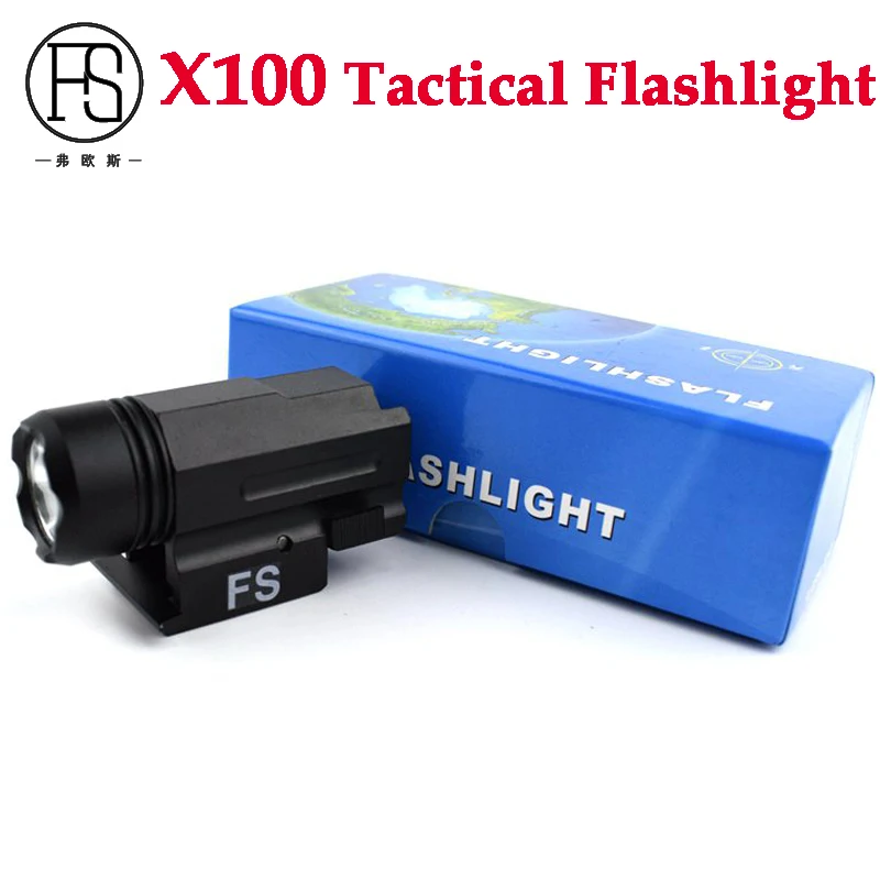 FS Тактический X100 светодиодный фонарик для пистолета Gun 20 мм Пикатинни Применение Водонепроницаемый светодиодный фонарик