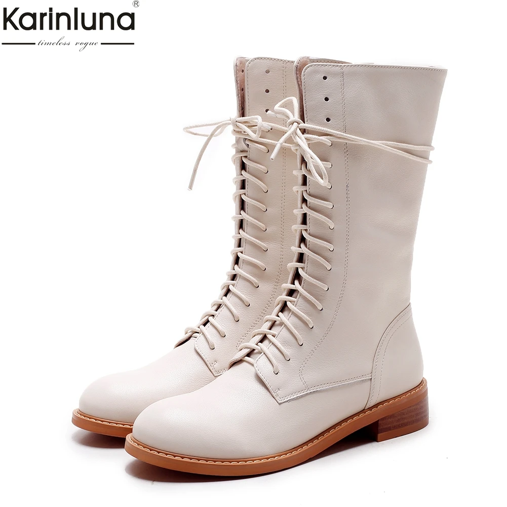 

Karinluna brand new dropship genuine leather Boots Women Shoes Woman shoelaces fashion youthful Shoes Woman Boots