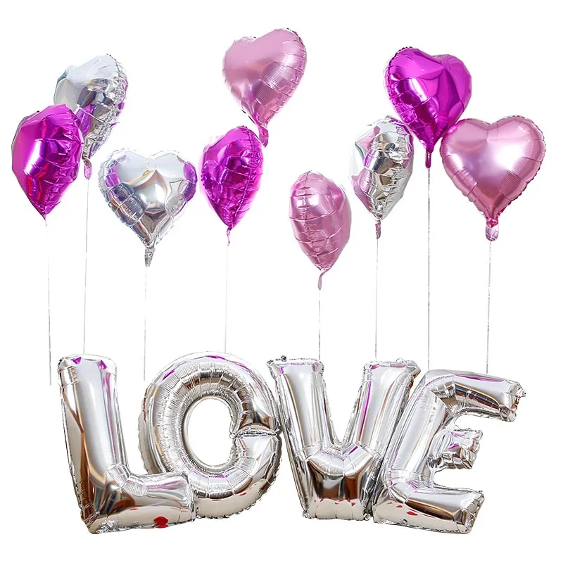 50 шт./компл. 18 дюймов в форме сердца алюминиевая фольга Свадебный шар праздничное украшение для комнаты любовь воздушный шар из фольги