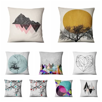 

Super Soft Velvet Nordic Design Tree And Mountain Printed Cushion Decorative Pillow Almofadas Decorativas Para Sofa Throw Pillow