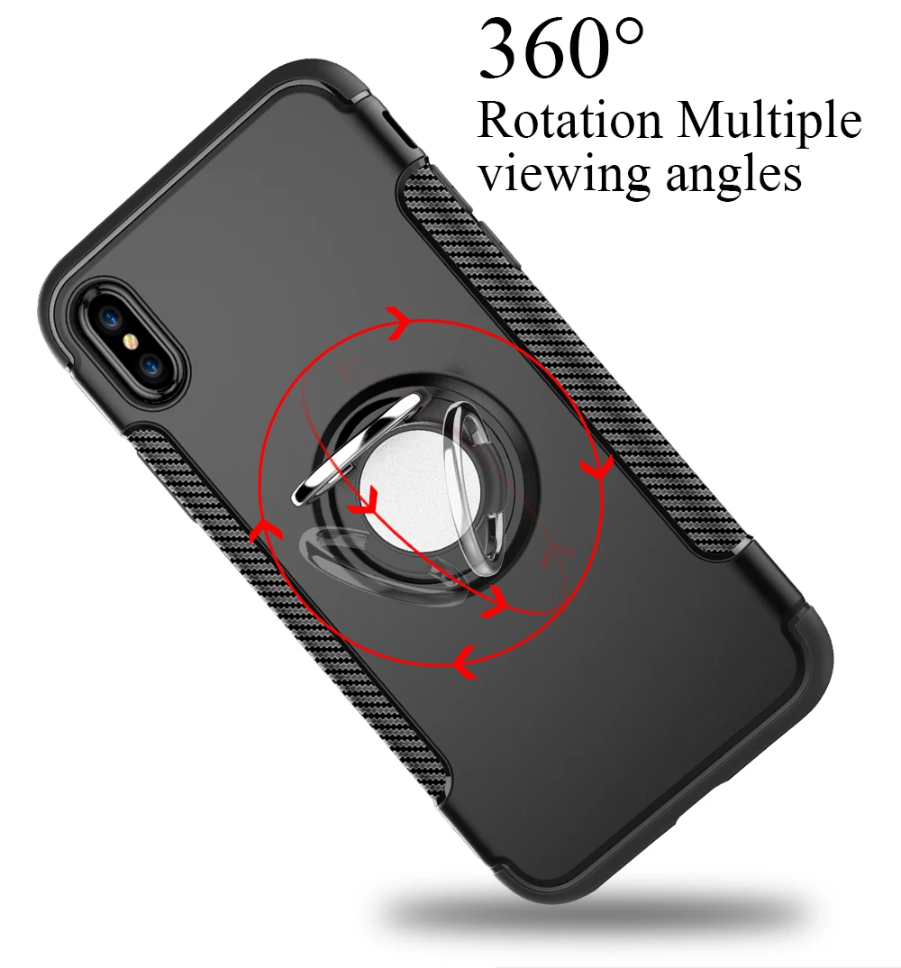 PORTEFEUILLE shockproof armor case for iphone  6 7 8 plus 5 x XR XS MAX luxury metal aluminum bumper cover with ring accessories (6)