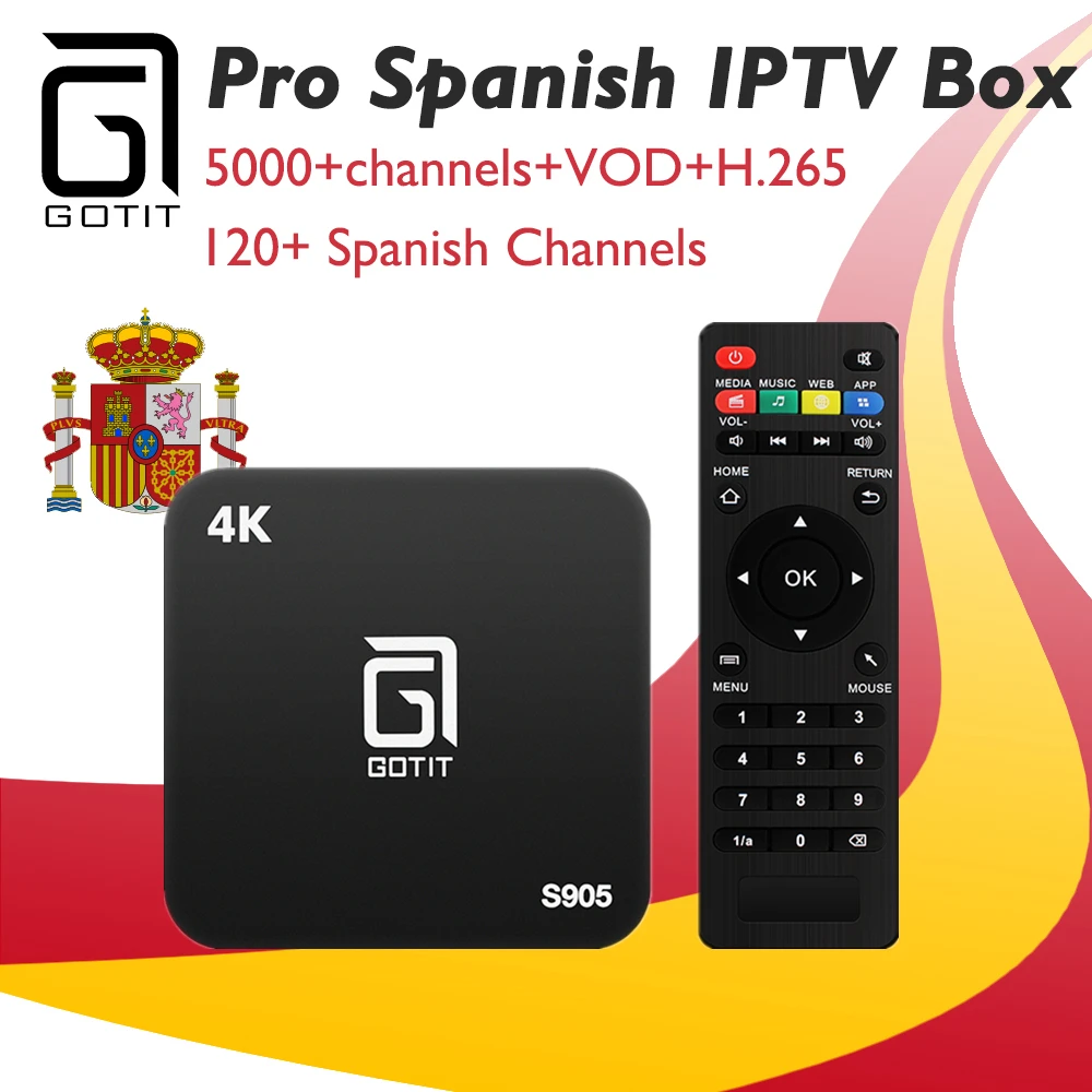 

GOTiT Spain IPTV Amlogic S905X 4K Smart Android TV box Europe Israel Norway Sweden Poland Brazil Dutch Smart TV Set Top Box