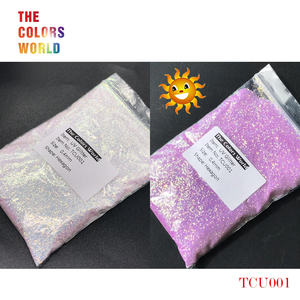TCT-202 UV Glitter ultraviolet Light Hexagon Shape 0.4MM Nail Glitter Nail Decorations Nail Gel Makeup Facepaint DIY Accessorie