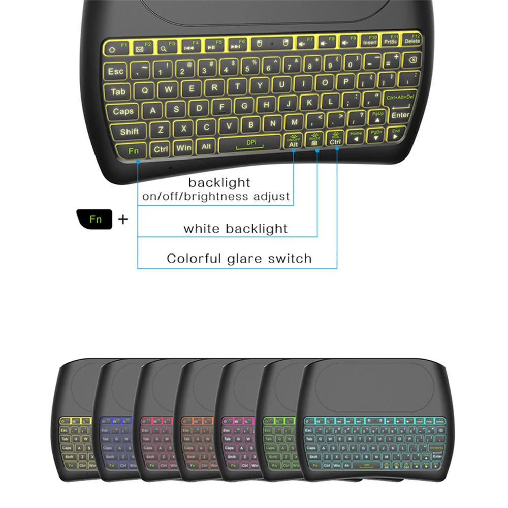 Подсветка D8 Pro Plus i8 2,4 ГГц Беспроводная мини-клавиатура подсветка мини-клавиатура Air mouse Сенсорная панель контроллер для Android tv BOX