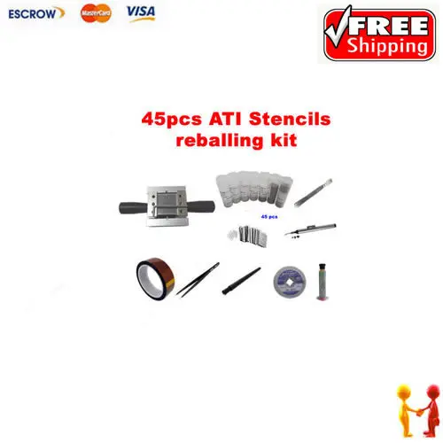 

Freeshipping Direct Heat Stencils ATI Video chips 45pcs + BGA reballing kit and BGA tools