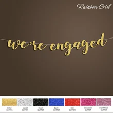 we're engaged Banner,Silver/Gold Glitter Letter Sign Backdrop,Bridal Shower Decoration,Wedding Party Decorations Supplies