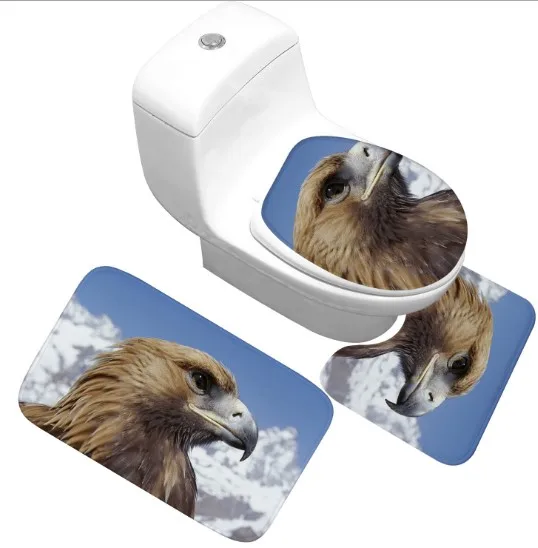 

CAMMITEVER 3pcs Eagle Owl Rugs Alfombras Bathroom Modern Absorbent Bath Mat Hawk Rug Tapete For Alfombra
