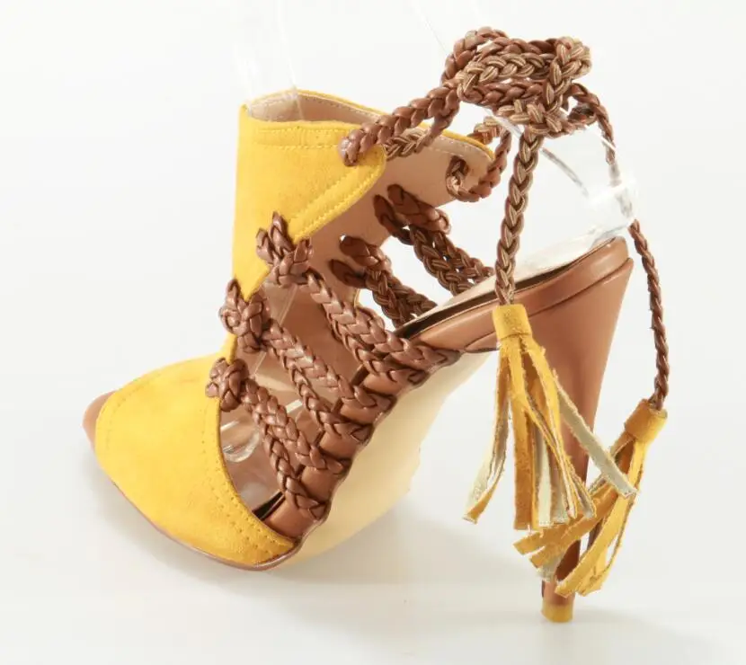 

Dipsloot New Design Sexy Cut-outs Lace-up Woman Gladiator Sandals Open Toe High Heels Dress Party Shoes Woman Slingback Shoes
