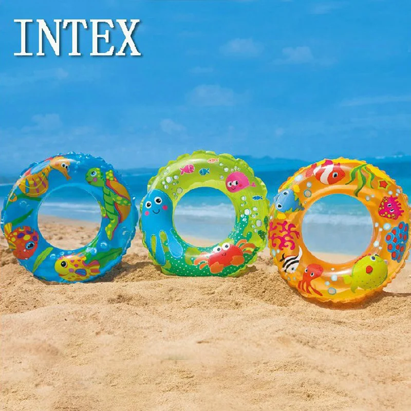 INTEX 59242 pvc inflatable fish sea life swim ring band 60cm swimming pool water play toy beach