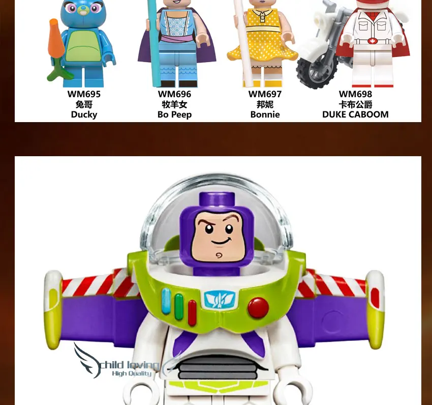 Новые игрушки История 4 Minifigs Duke Caboom Buzz Lightyear Вуди и Джесси инопланетянин Даки Бо Пип Бонни строительные блоки игрушка из фильма WM698