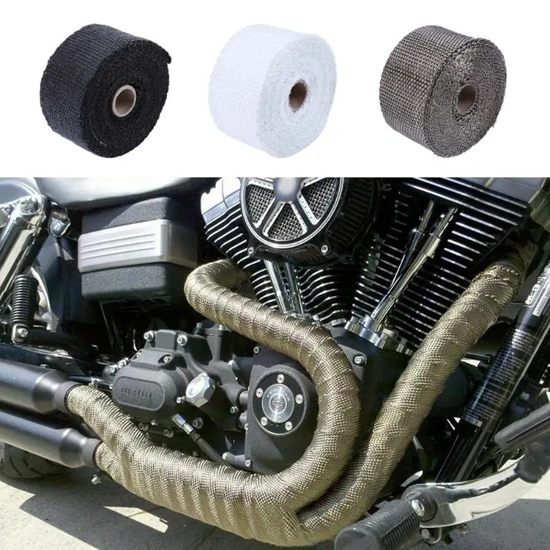 5m/16.4ft Thermal Exhaust Header Pipe Tape Heat Insulating Wrap Tape
