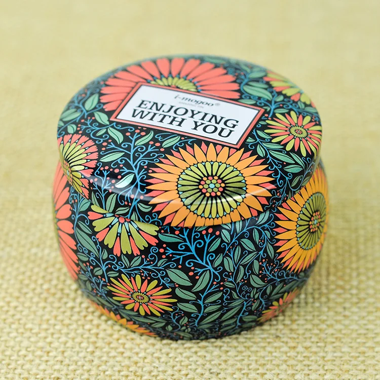 

Fashion/Flower Drawing Portable Roud Tea Sugar Coffee Coin Storage Box/ Tin Box/ Kitchen Flower Drawing Style Gift 7 Colors