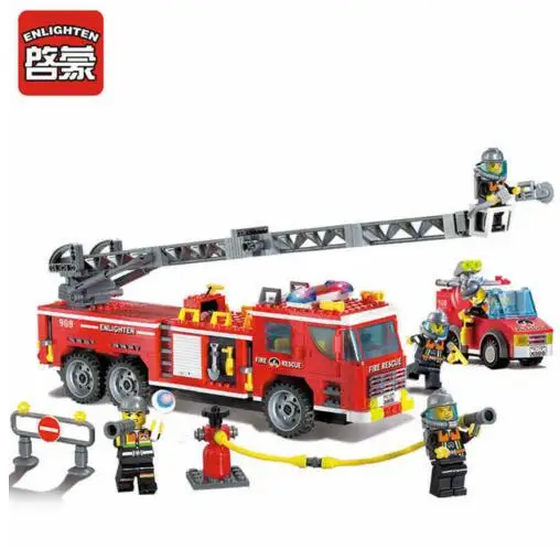908 607pcs Fire Rescue Constructor Model Kit Blocks Compatible LEGO Bricks Toys for Boys Girls Children Modeling