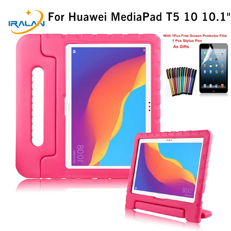 

Shockproof EVA Silicon Cover For Huawei MediaPad T5 10 AGS2-W09/L09/L03/W19 10.1" Tablet Children hand-held stand Case+Film+Pen