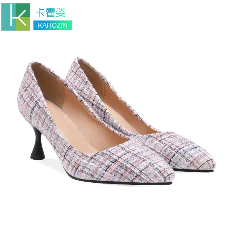 

buty damskieSummer new women shoes breathable soft bottom quality lattice cloth high heels female shoes pointed shallow mouth