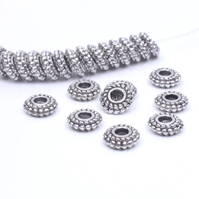50pcs/lot 7mm Tibetan silver spacer beads dis spacers for jewelry making metal material jewelry