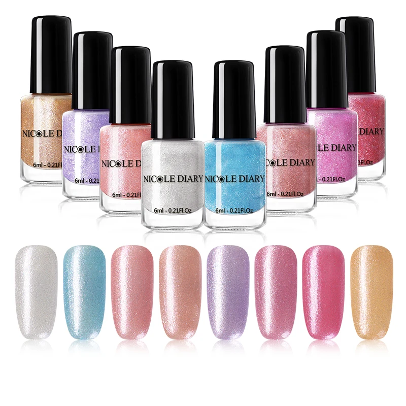 

NICOLE DIARY Holographic Pure Nail Color Nail Polish 6ml Peel Off Water-based Varnish Lacquer Red Glitter Nail Art Polish