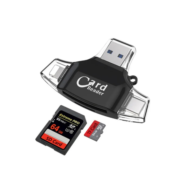 4 в 1 Тип C-USB Micro SD Card Reader Адаптер для iPhone Ipad Andrid OTG телефонов компьютер