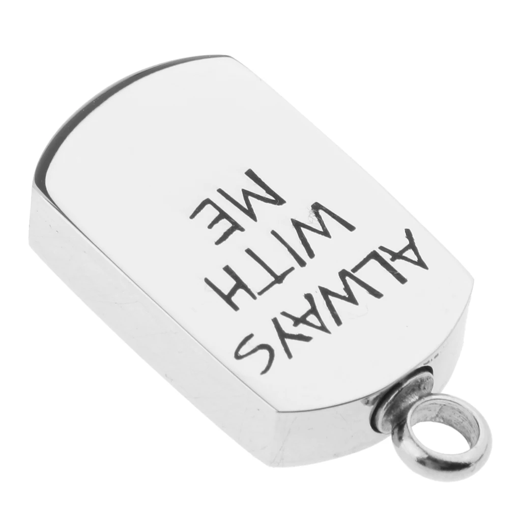 ALWAYS WITH ME Carving Dog Tag Pendant Urn Ash Holder Memorial Locket Steel for Hold pet's ashes / hair / liquid Pendants