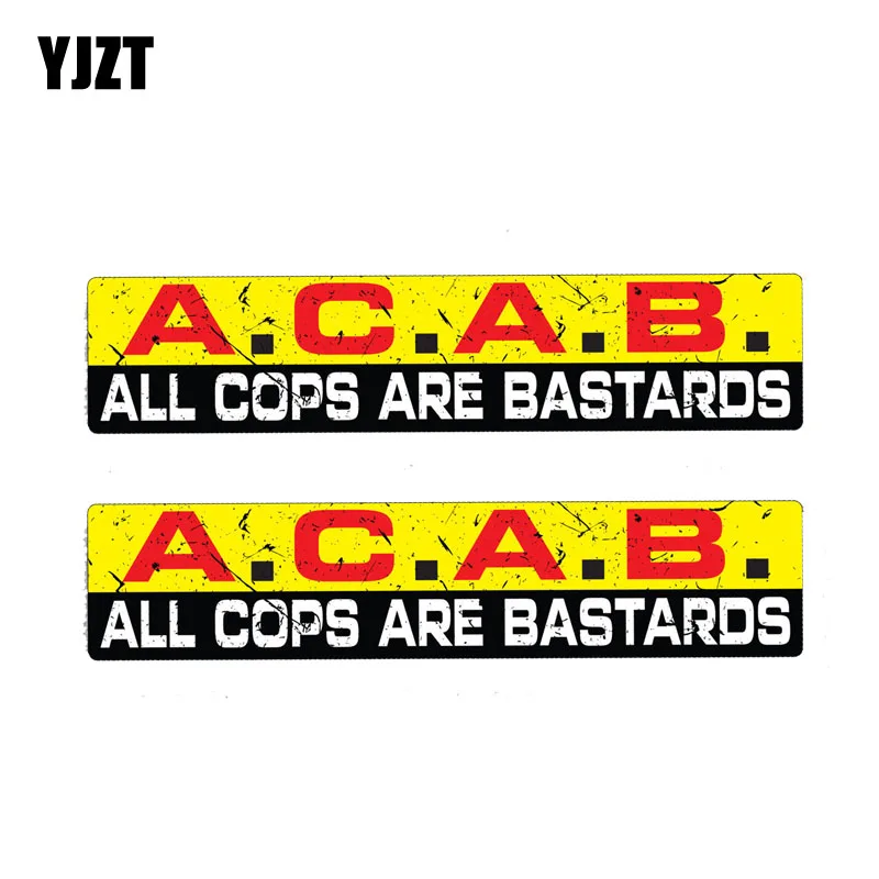 

YJZT 2X 15CM*3CM Warning Reflective Decal ALL COPS ARE BASTARDS Car Sticker PVC 12-1177