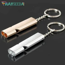 Rayseeda брелок аварийный свисток для выживания двухчастотный для наружного кемпинга пешего туризма алюминиевый сплав громкий спортивный рефери труба