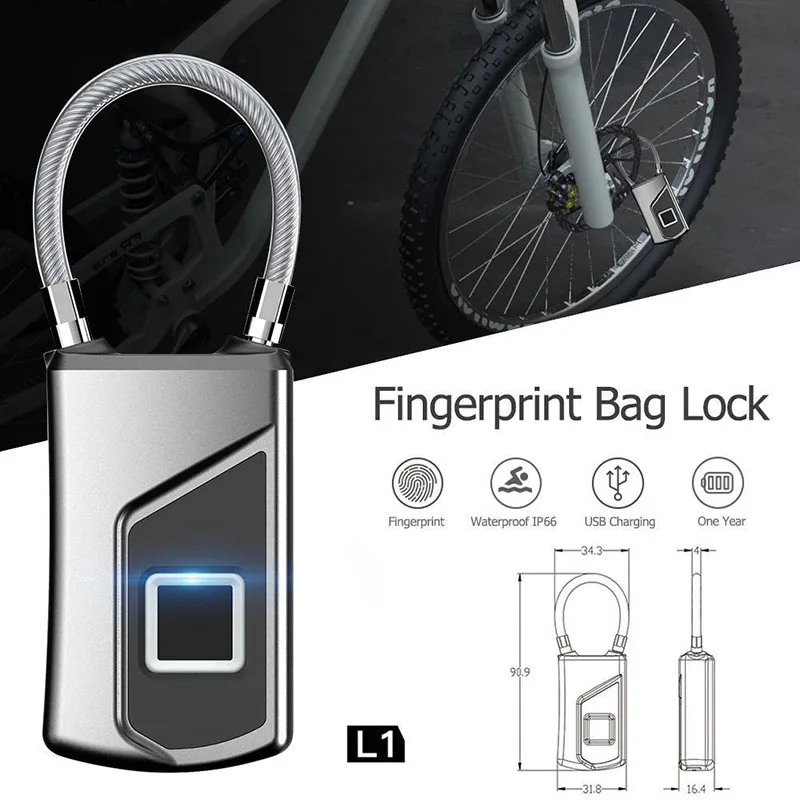 

L1 Fingerprint Smart Padlock Low-Power Waterproof Indoor Outdoor Security Digital Lock LCC77