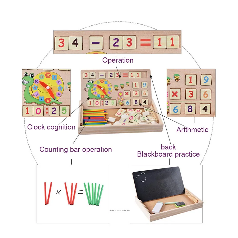 Детские деревянные Математика Блоки домино игрушка Двусторонняя математические учетной записи цифровая доска изучение математики игры