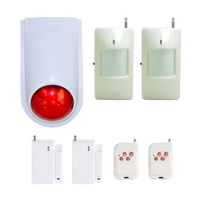 (1 Set) Wireless Remote control Alarm System With Door Sensor PIR Motion Detector Outdoor Strobe Siren LED Flash buzzer