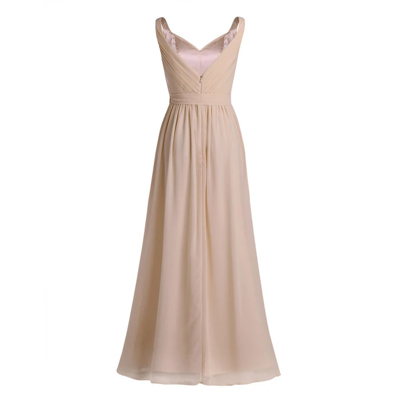 Элегантное женское Плиссированное шифоновое длинное свадебное платье без рукавов с v-образным вырезом, платье для выпускного вечера с поясом, летние пышные вечерние длинные платья