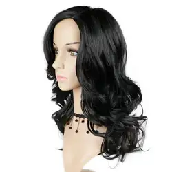 FAVE короткие кружевные фронтальной стороны часть объемная волна парик натуральный черный Цвет для черный/белый Для женщин термостойкие
