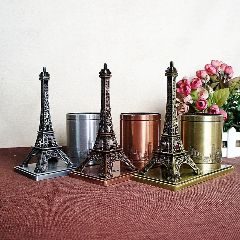 

Eiffel Tower Pen Platinum Metal Office Desktop Finishing Storage Tower Pen Pen Bucket Storage Gift Teacher Supplies