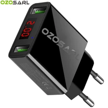 2 Порты светодиодный Дисплей Универсальный 5V 2.2A мобильного телефона Мощность адаптер USB Зарядное устройство для путешествий настенное Зарядное устройство для iPhone samsung iPad Xiaomi