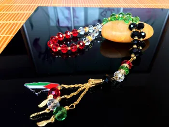 

Free shipping 100PC/LOT Palestine Flag color tesbih Masbaha muslim car-home-office ornament islamic allah bracelet misbaha