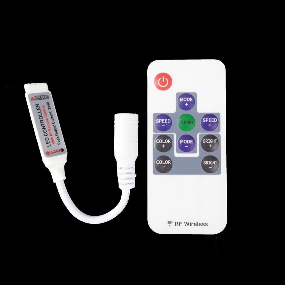 

DC5-24V Mini 10key RF Wireless Remote Switch Controller With Mini LED Dimmer For Flexible Tape RGB 5050/3528 LED Strip Light 1PC