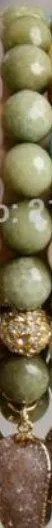Шикарный Бирюзовый пириит Агаты камень браслет из бисера друзы Агаты Шарм Кулон стрейч браслет Бохо золотой браслет - Окраска металла: jade