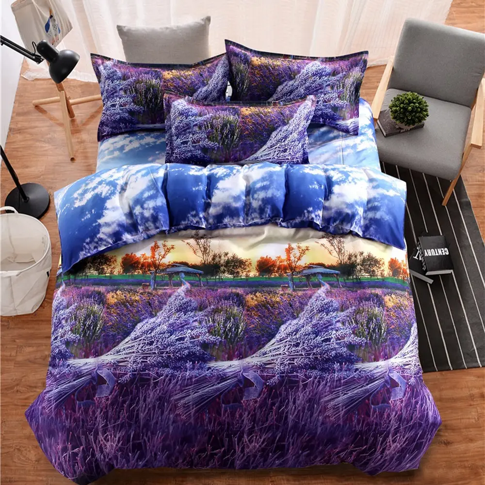 

4 Piece/Set Home 3D Ultra Soft Fade Resistant Luxury Bed Sheet Set Bedroom Comfortable Breathable Bedclothes Home Textiles