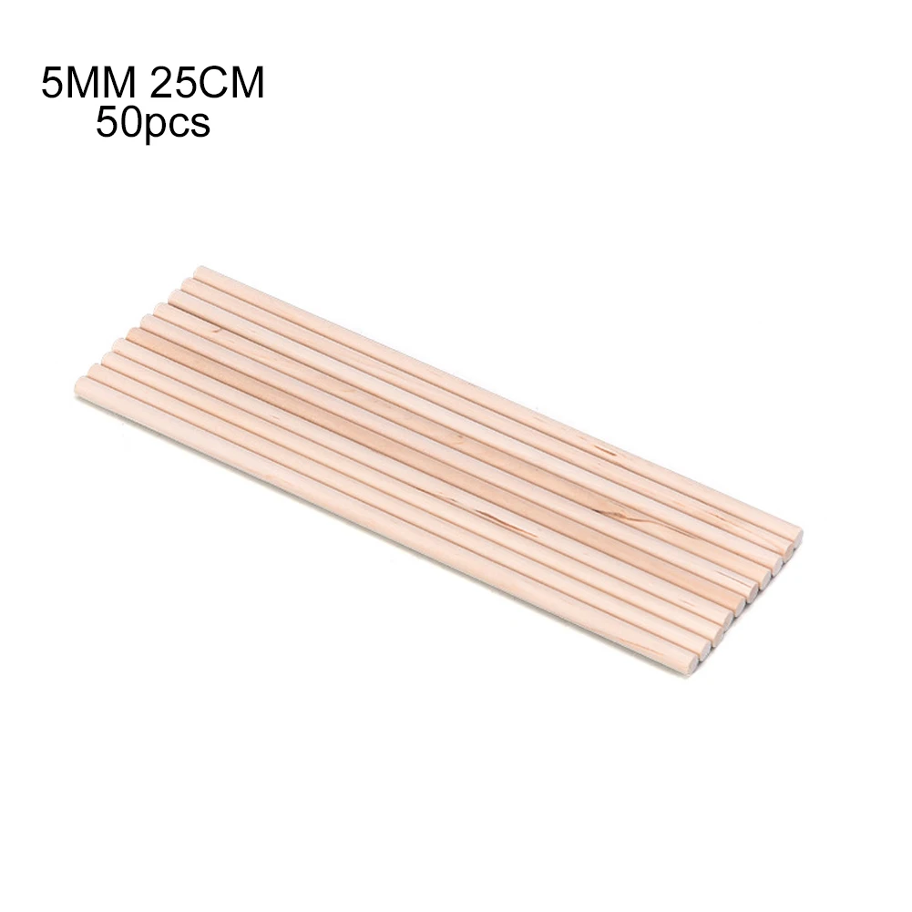 

50PCS Dowel Wood Food Craft Polishing Bar Sticks Round Parts Welding Making Rod DIY
