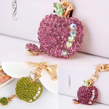 Bonito Rhinestone Cristal Fruta Maçã Anel Chave Liga de Zinco Car Chaveiro Bolsa Bolsa Charme Presente Acessório M525 @ M23