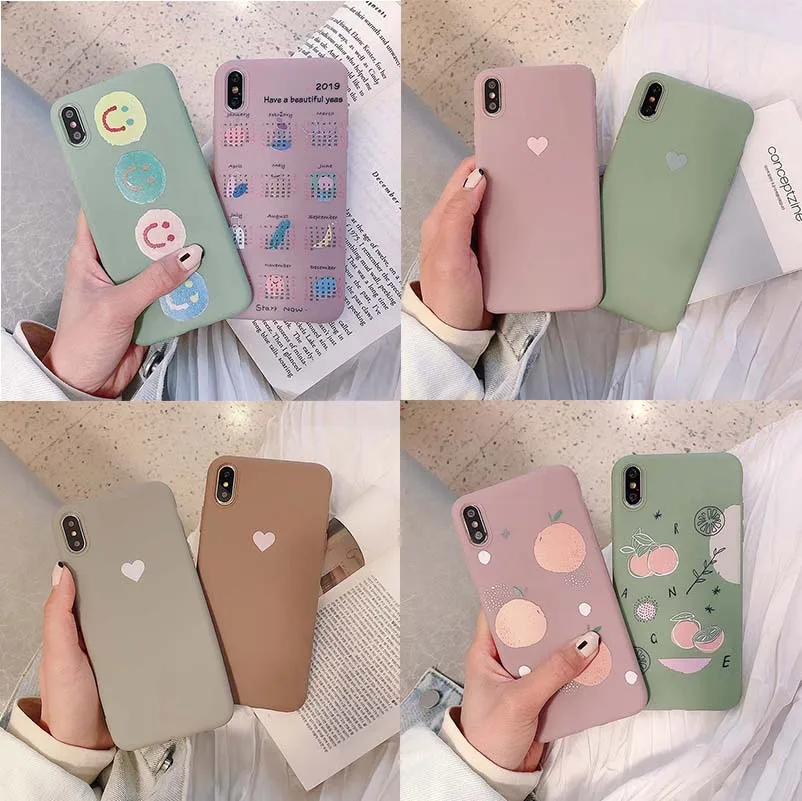 

Phone Case For Apple iphone X XS Max XR 6 6S 7 8 Plus Soft TPU Back Cover Cute Heart Pattern Shockproof Silicone Cases Cover