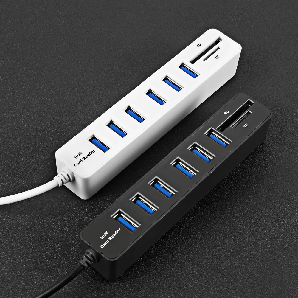 6 портов USB хаб комбо 2 0 Micro Card Reader SD/TF высокоскоростной Мульти разветвитель все в