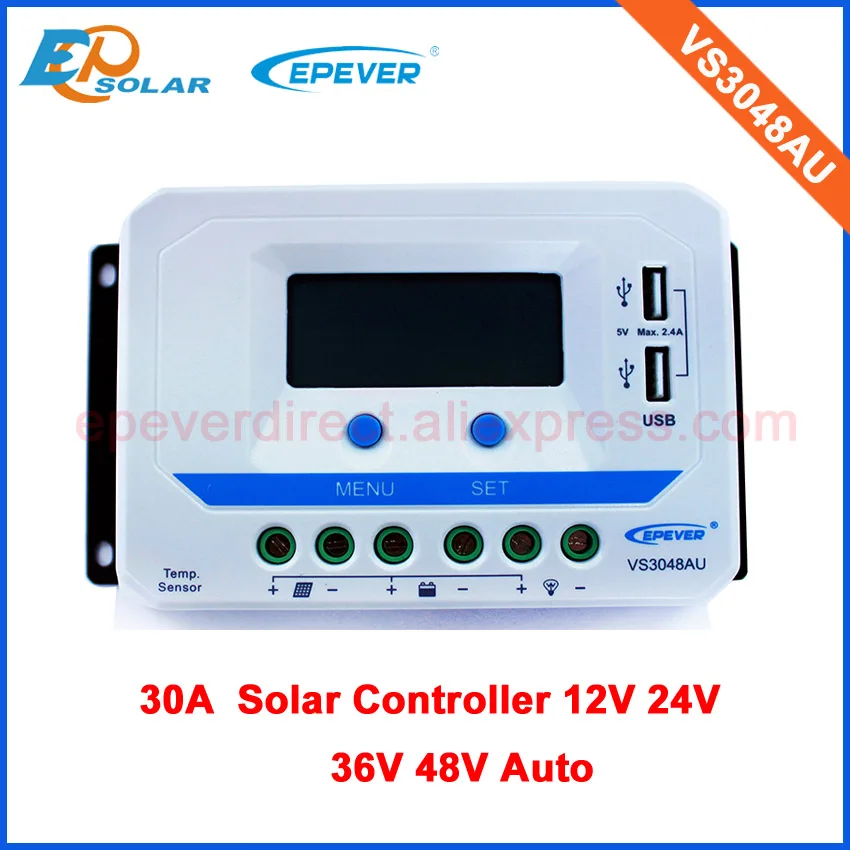 Контроллер заряда солнечной батареи EPsolar PWM VS3048AU 30A 30amp с ЖК дисплеем + датчик