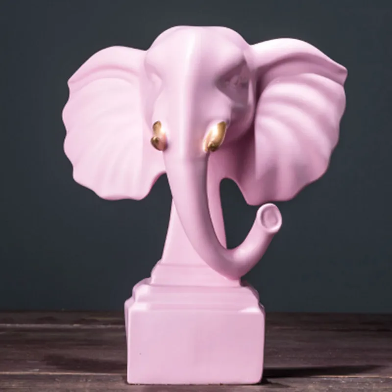  European Style Simulation Elephone Head Resin Statue Decoration Creative Living Room Bedroom Orname - 33004627665