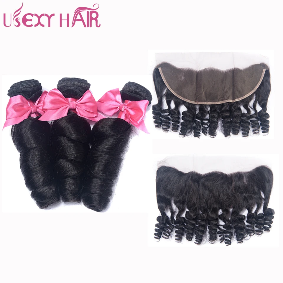 USEXY HAIR Loose wave Bundles with Closure Remy Human Hair Bundles With Lace Frontal Closure Malaysian Hair Bundles With Closure