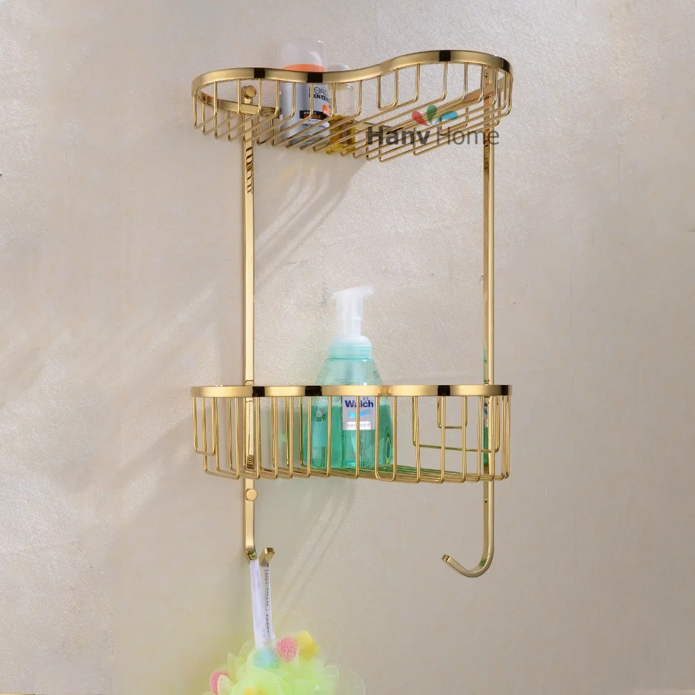 Two Layer Bathroom Stainless Steel Wire Corner shelf Bracket Shelves