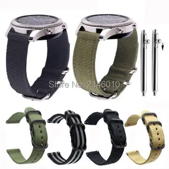 

22 20mm Quick Release Military Woven Nylon Canvas Fabric Band Strap Black Buckle for Samsung Gear Sport