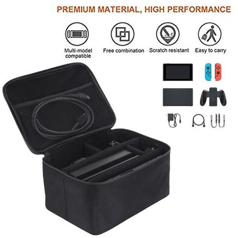 

Portable Protective Storage Carry Zipper Travel Handle Bag Game Player Case Gaming Bags NS Accessory for Nintend Switch Black