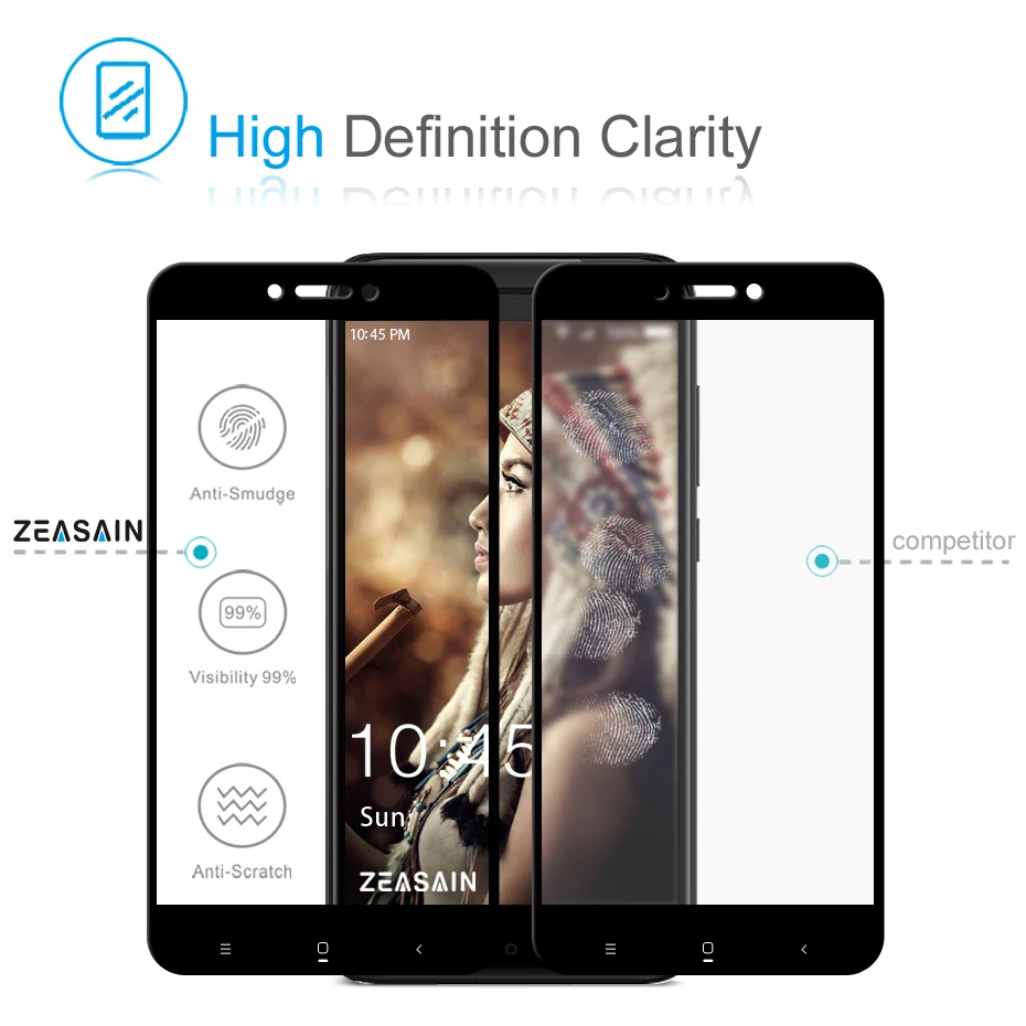 ZEASAIN Full Cover Tempered Glass for Xiaomi Redmi 4X Red mi 4 X Redmi4X 5.0 Screen Protector 9H 2.5D Premium Safety Glass (3)