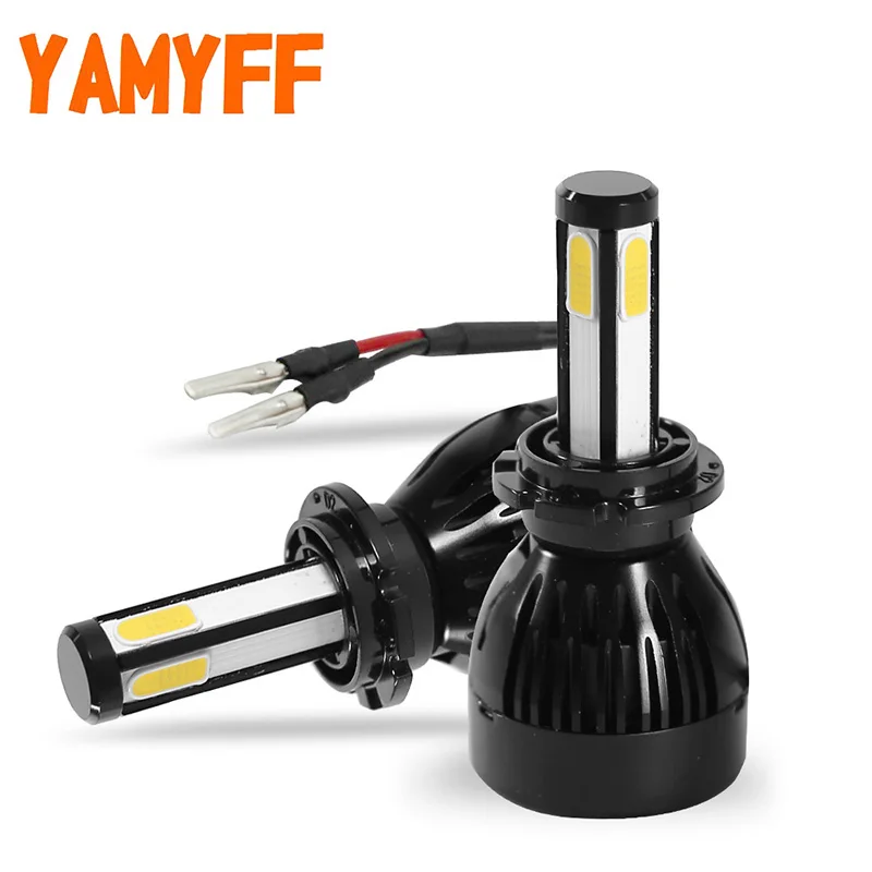 Tanie YAMYFF reflektor samochodowy D1S canbus LED H4 żarówka LED D2S D3S D4S H11 HB3 9005 HB4 9006 10000LM światła samochodowe 4 boczne lampa samochodowa wolne od błędów